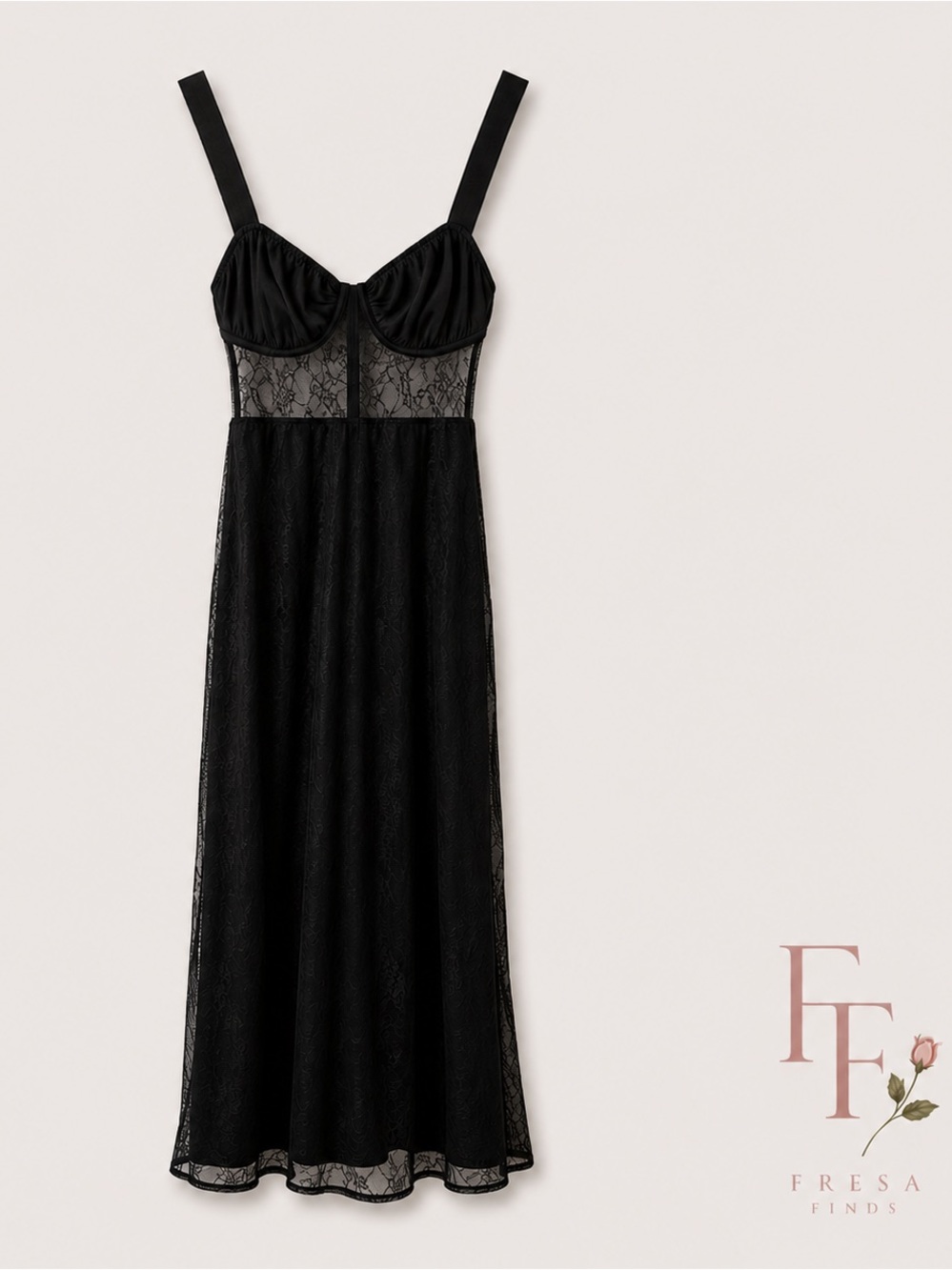 Danielle Bernstein WeWoreWhat Black Lace Sheer Corset Maxi Dress XS
